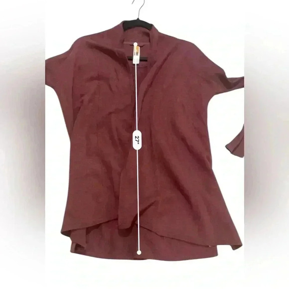 Lucy activewear open front cardigan ribbed sleeves XS burgundy cherry cola - Picture 6 of 11